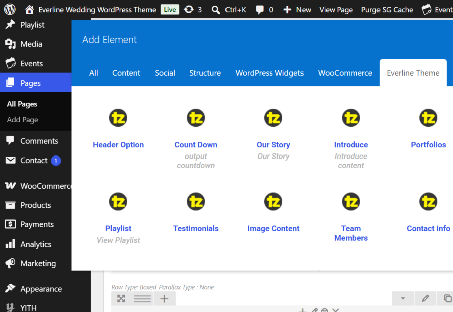 <em>A bunch of powerful elements</em> available for page builder